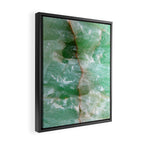 Crystalized Pale Green Quartz Slab with Copper Vein Framed Canvas Print Gallery Image 2