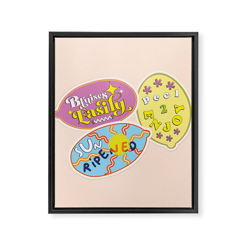 fruit stickers  Framed Canvas Print Gallery Image 8