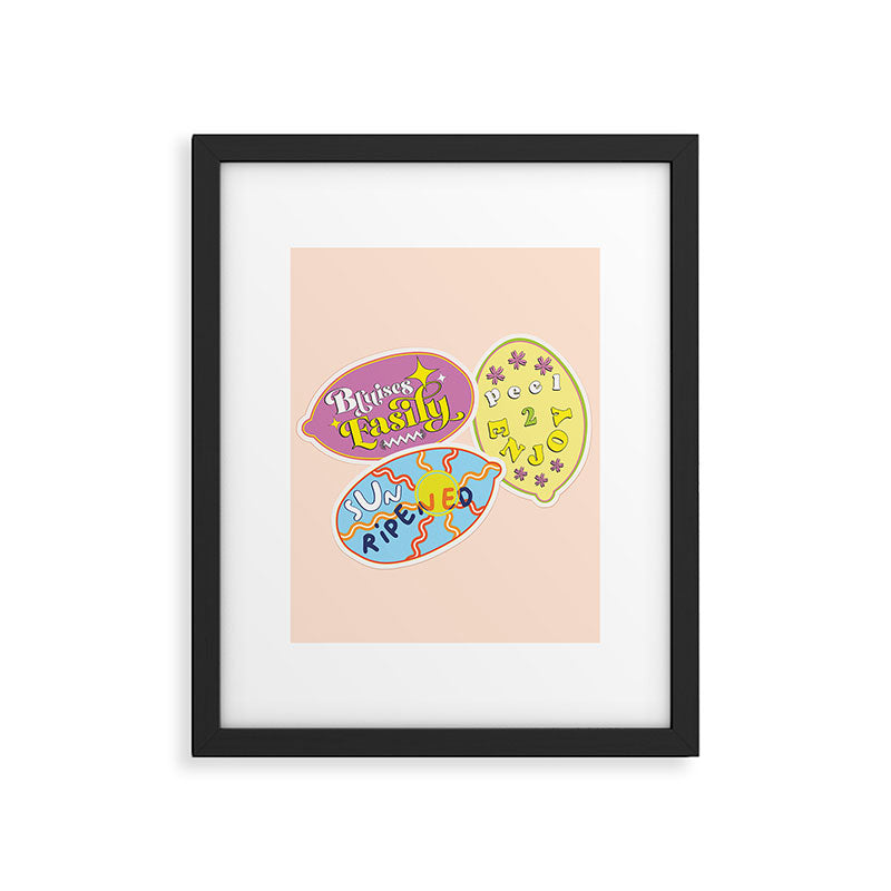 fruit stickers  Framed Art Print Gallery Image 6