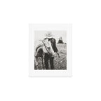 A Cowgirl & Her Horse - Black & White Photo Art Print Gallery Image 1