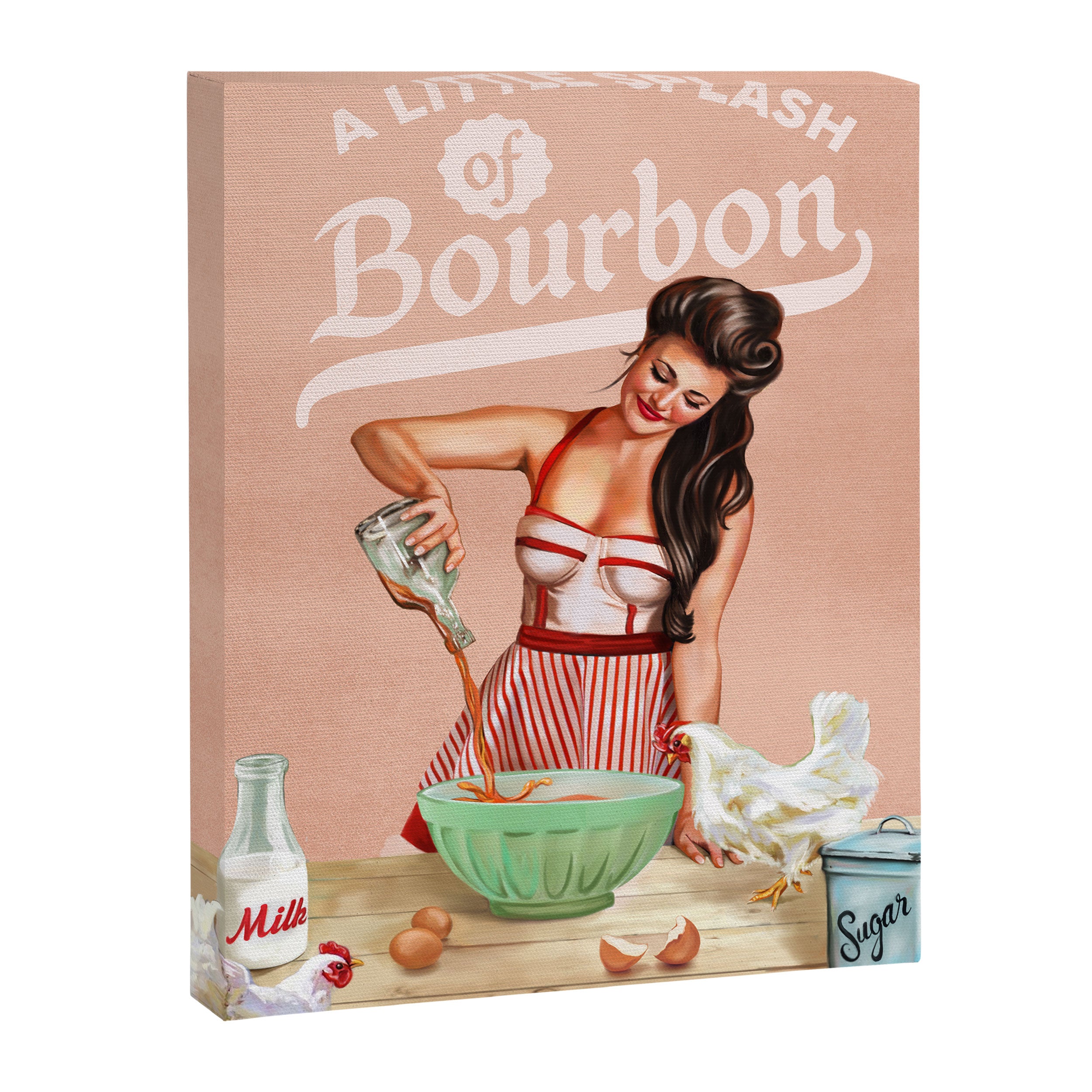 A Little Splash Of Bourbon Cool Retro Pinup Cooking Art Canvas Print Gallery Image 6