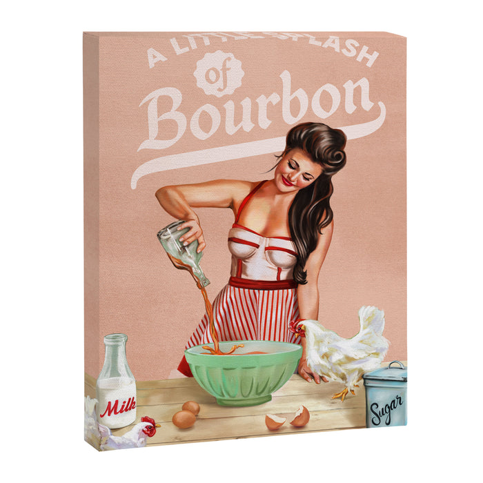 A Little Splash Of Bourbon Cool Retro Pinup Cooking Art Canvas Print Gallery Image 1