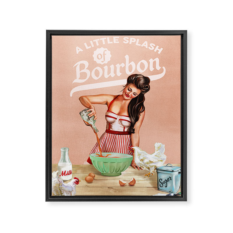 A Little Splash Of Bourbon Cool Retro Pinup Cooking Art Framed Canvas Print Gallery Image 6