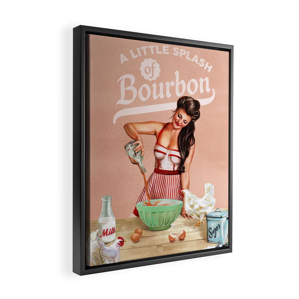 A Little Splash Of Bourbon Cool Retro Pinup Cooking Art Framed Canvas Print Gallery Image 2