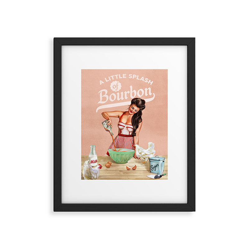 A Little Splash Of Bourbon Cool Retro Pinup Cooking Art Framed Art Print Gallery Image 5