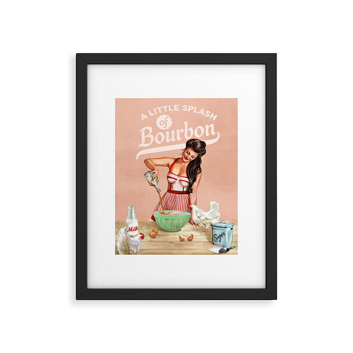 A Little Splash Of Bourbon Cool Retro Pinup Cooking Art Framed Art Print Gallery Image 1