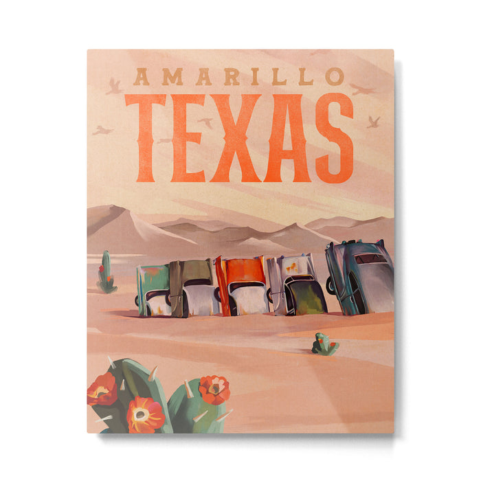 Amarillo, Texas Vintage Travel Art Metal Print Gallery Image 1