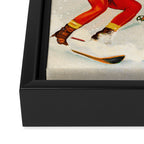 "Apres" Retro Pinup Ski Art Framed Canvas Print Gallery Image 3