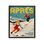 "Apres" Retro Pinup Ski Art Framed Canvas Print Gallery Image 6