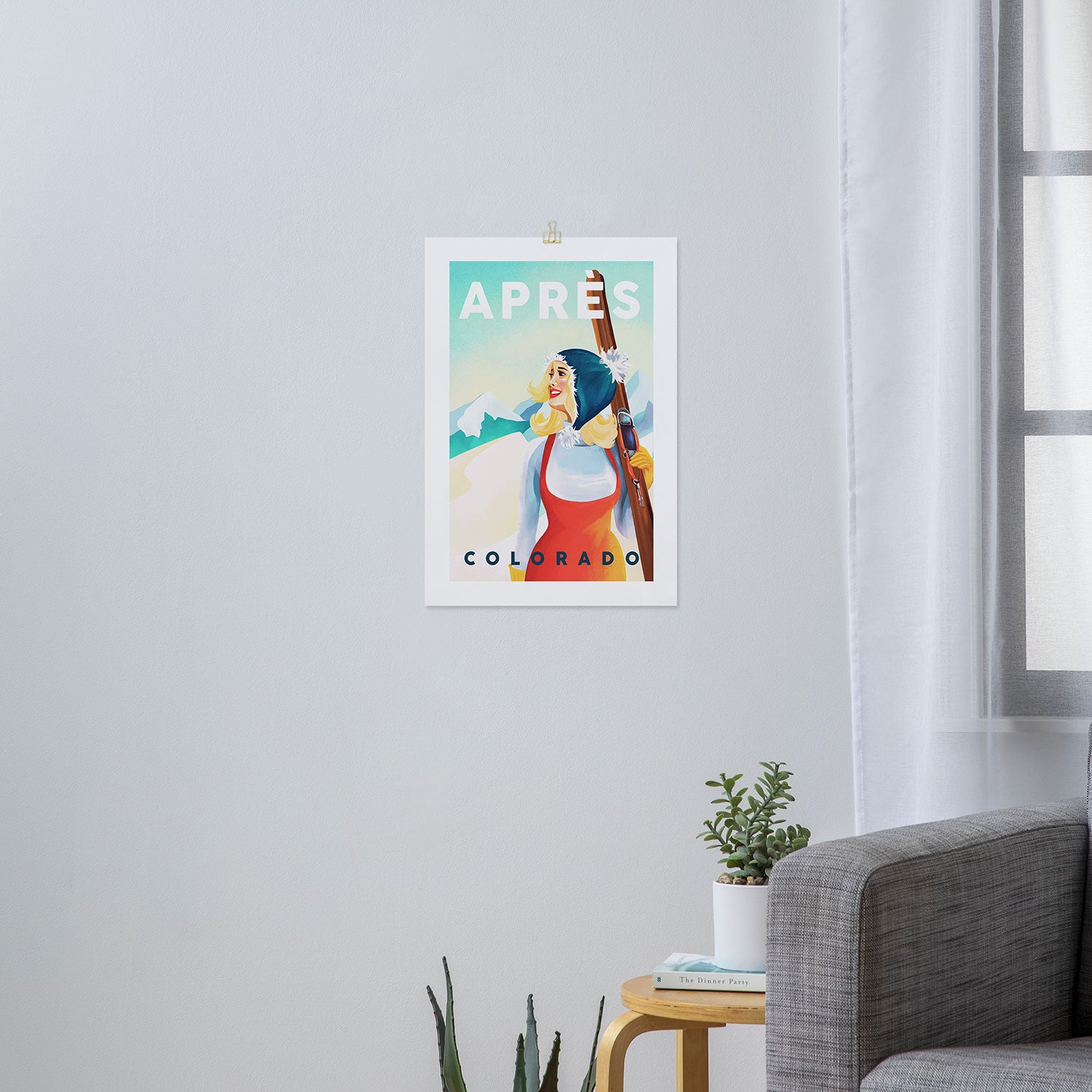"Apres Ski Colorado" Cool Vintage Pinup Girl Skiing Design Art Print Gallery Image 3