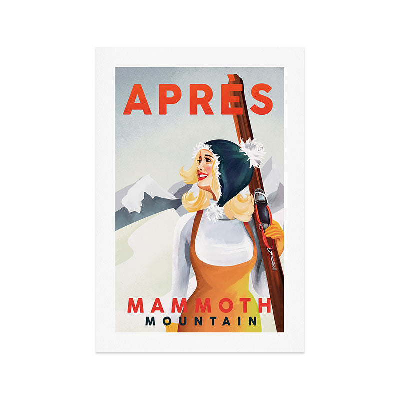 "Apres Ski Mammoth" Cool Vintage Pinup Girl Skiing Art Art Print Gallery Image 1