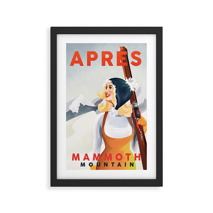 "Apres Ski Mammoth" Cool Vintage Pinup Girl Skiing Art Framed Art Print Gallery Image 1
