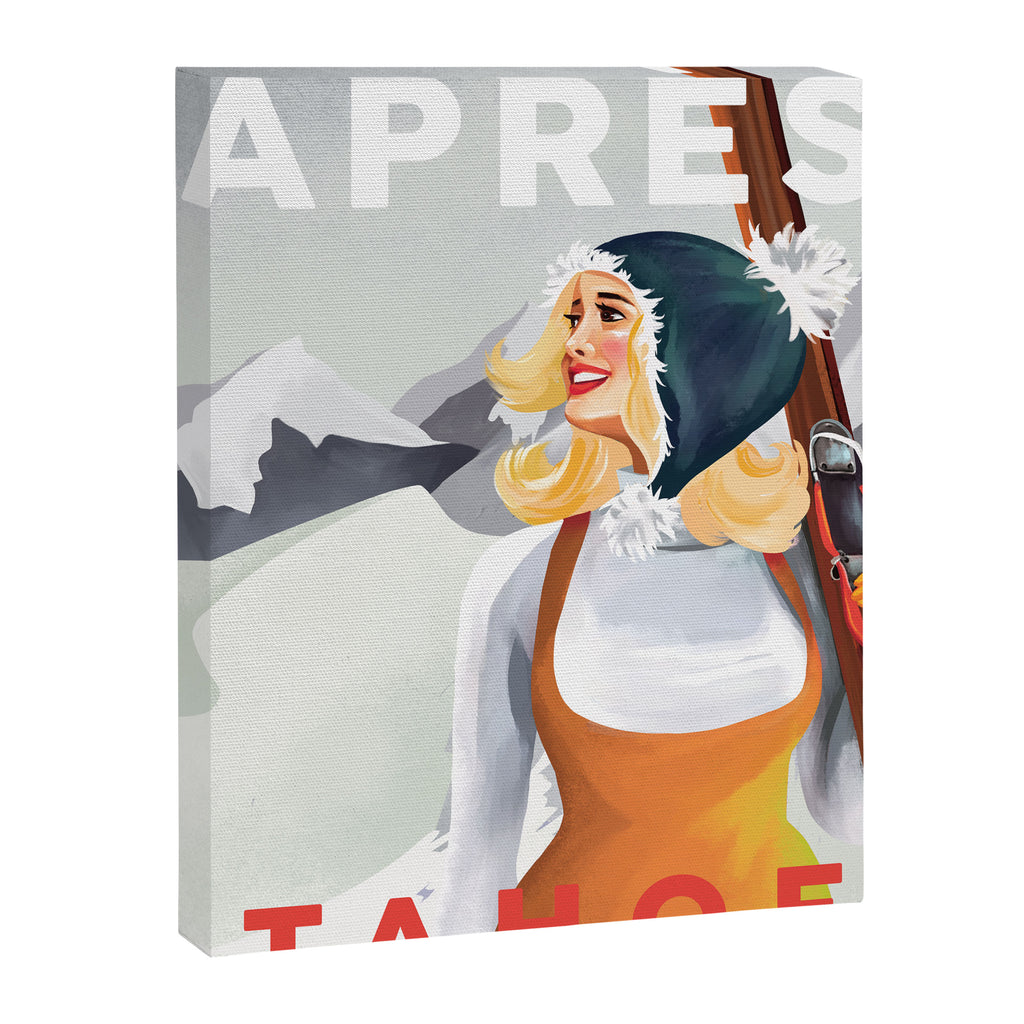 "Apres Tahoe" Cute Retro Pinup Girl Ski Art Canvas Print Gallery Image 6