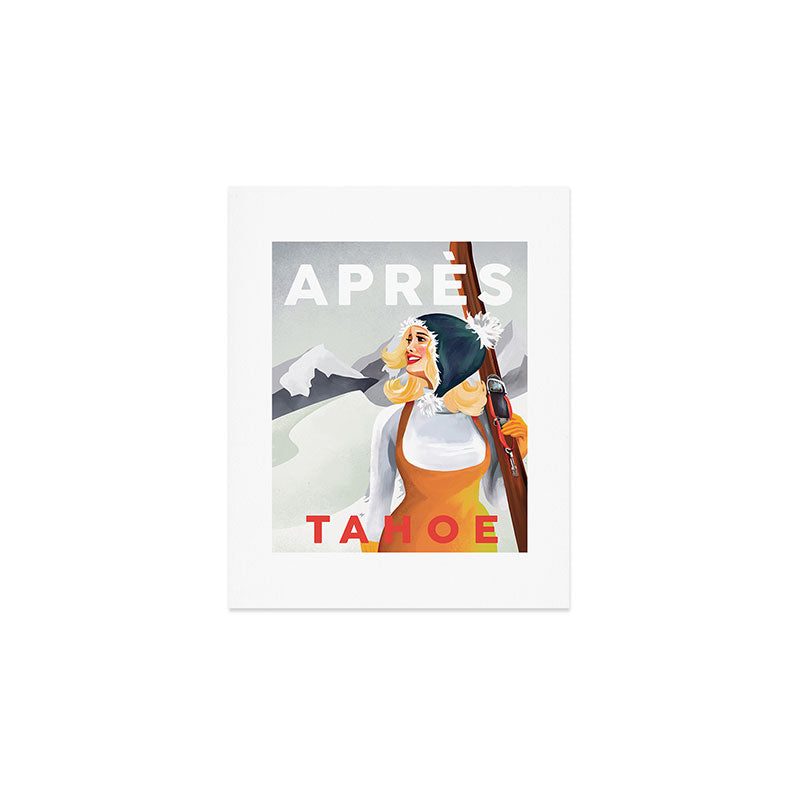 "Apres Tahoe" Cute Retro Pinup Girl Ski Art Art Print Gallery Image 1