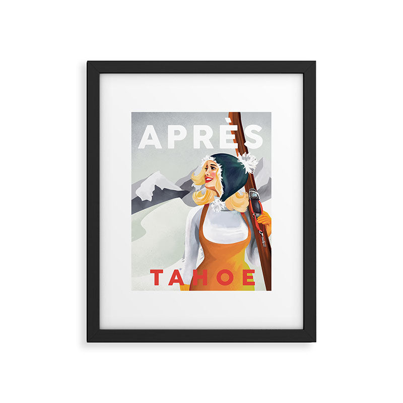 "Apres Tahoe" Cute Retro Pinup Girl Ski Art Framed Art Print Gallery Image 5