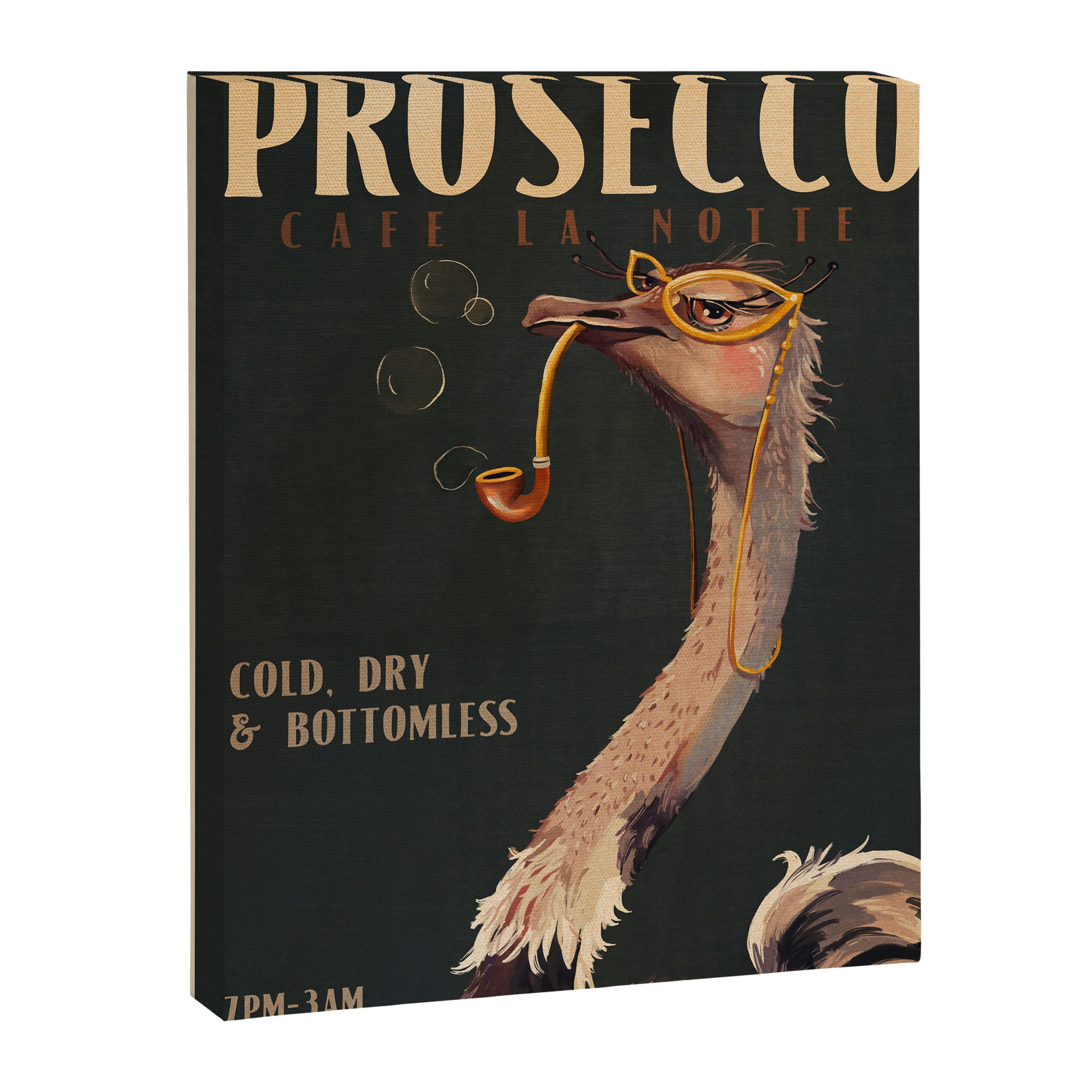 Art Deco Prosecco Poster. Vintage Bar Art. Champagne Wine Lover Ostrich Print Canvas Print Gallery Image 6