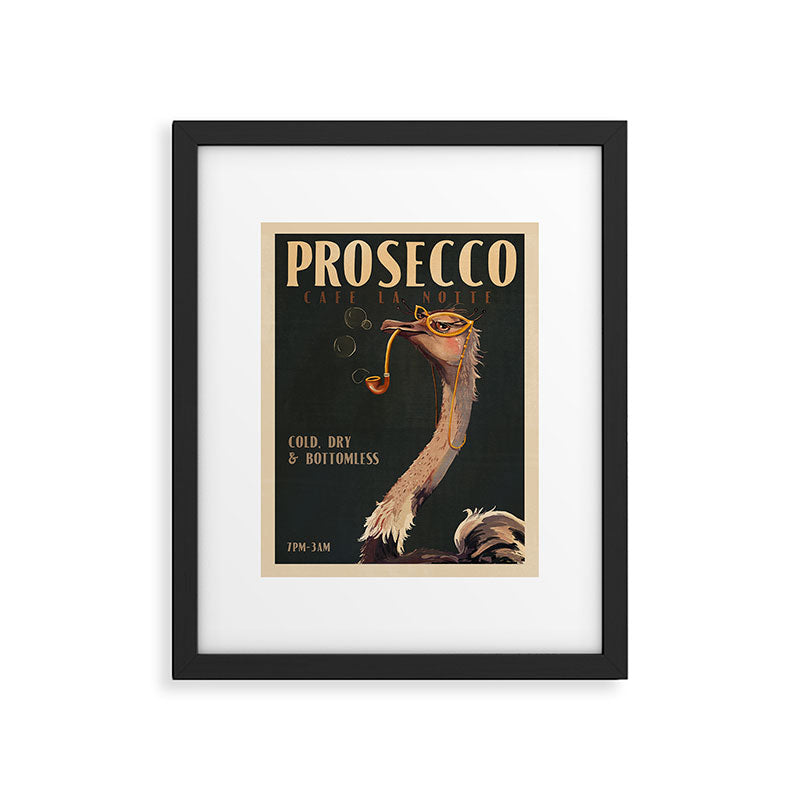 Art Deco Prosecco Poster. Vintage Bar Art. Champagne Wine Lover Ostrich Print Framed Art Print Gallery Image 5