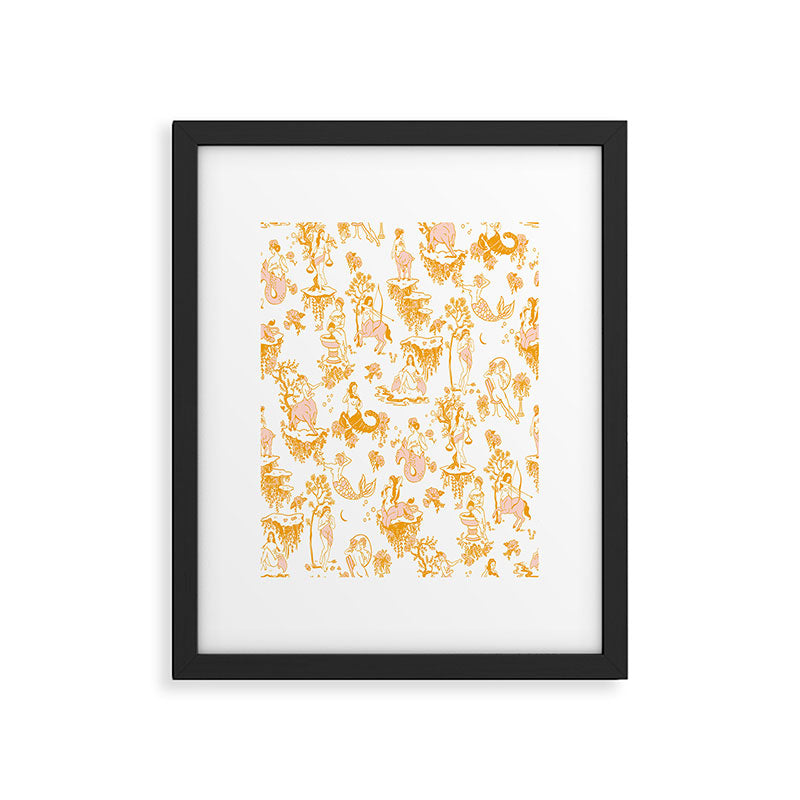 Gold Zodiac Toile Pattern Framed Art Print Gallery Image 4