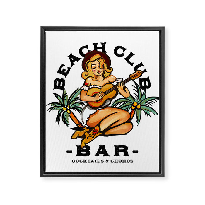 Beach Club Bar: Tropical Live Music Venue Framed Canvas Print Gallery Image 1