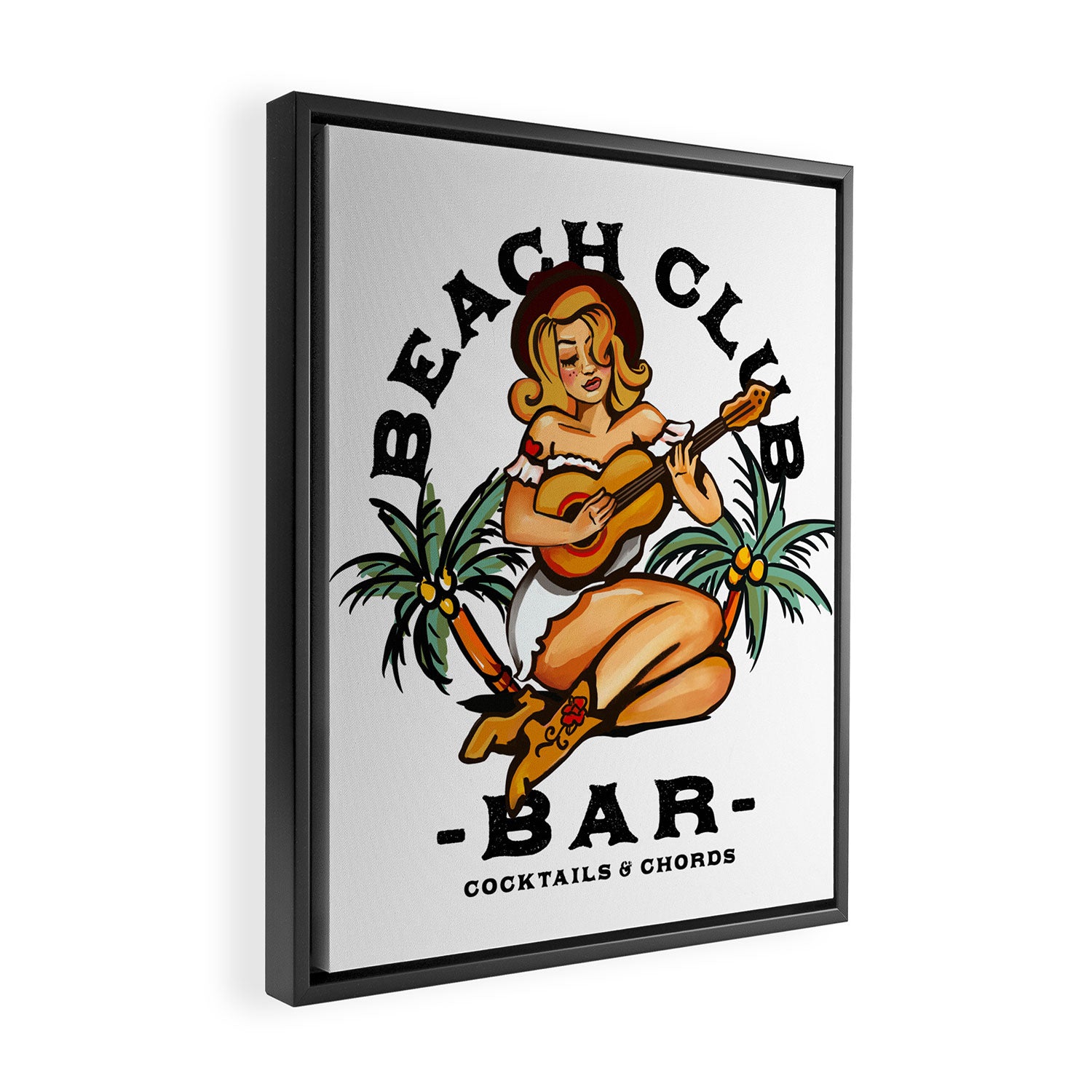 Beach Club Bar: Tropical Live Music Venue Framed Canvas Print Gallery Image 2