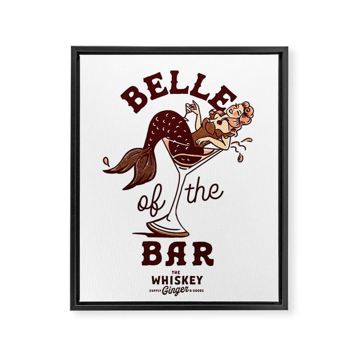 Belle Of The Bar Pinup Mermaid Framed Canvas Print Gallery Image 1