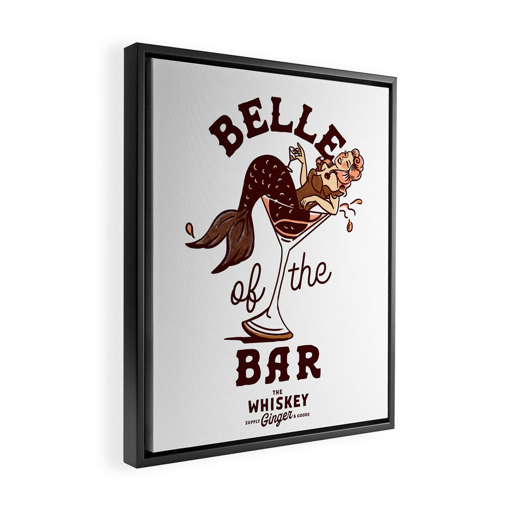 Belle Of The Bar Pinup Mermaid Framed Canvas Print Gallery Image 2