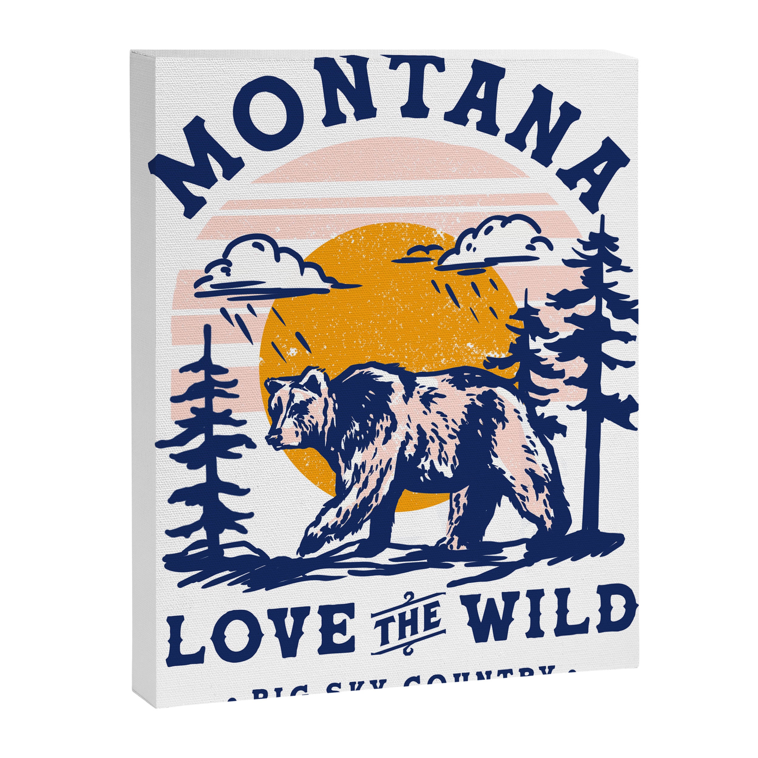 Big Sky Country Montana: Love The Wild. Cool Retro Travel Art Featuring A Bear Canvas Print Gallery Image 8