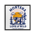 Big Sky Country Montana: Love The Wild. Cool Retro Travel Art Featuring A Bear Framed Canvas Print Gallery Image 3