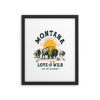 Big Sky Country, Montana: Love The Wild. Cool Retro Travel Art Featuring Buffalo Framed Art Print Gallery Image 6