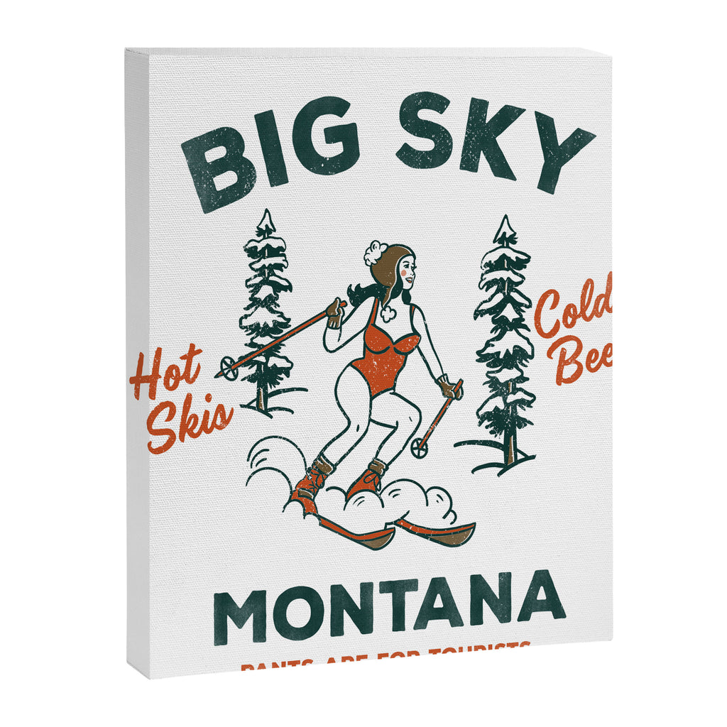 Big Sky Montana: Pants Are For Tourists. Cute & Funny Beer & Ski Design Canvas Print Gallery Image 8