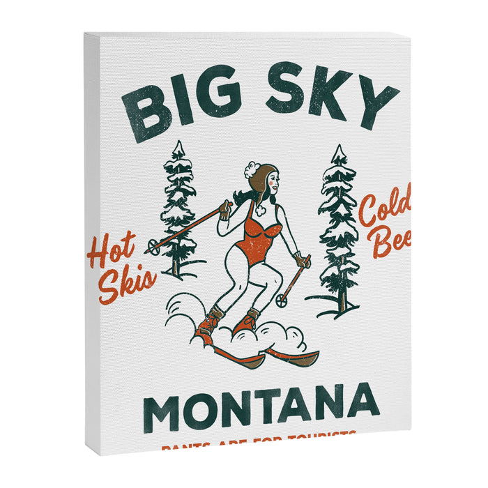 Big Sky Montana: Pants Are For Tourists. Cute & Funny Beer & Ski Design Canvas Print Gallery Image 1