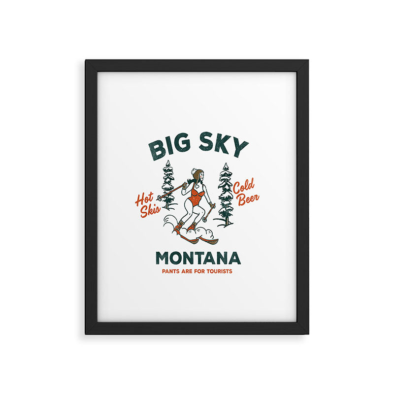 Big Sky Montana: Pants Are For Tourists. Cute & Funny Beer & Ski Design Framed Art Print Gallery Image 6