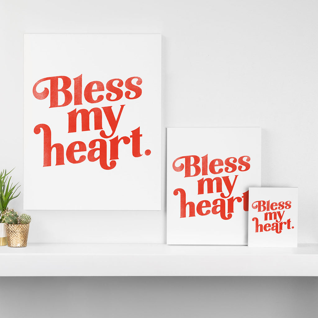 "Bless My Heart" Funny & Cute Red Typography Design Canvas Print Gallery Image 3
