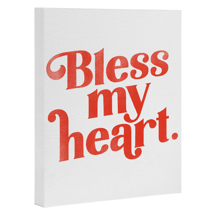 "Bless My Heart" Funny & Cute Red Typography Design Canvas Print Gallery Image 1