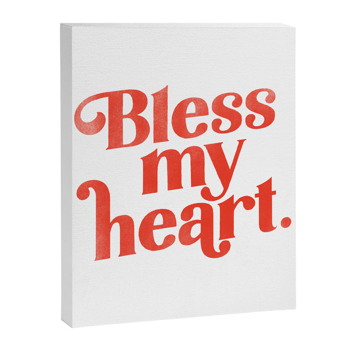 "Bless My Heart" Funny & Cute Red Typography Design Canvas Print Gallery Image 1