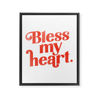 "Bless My Heart" Funny & Cute Red Typography Design Framed Canvas Print Gallery Image 6
