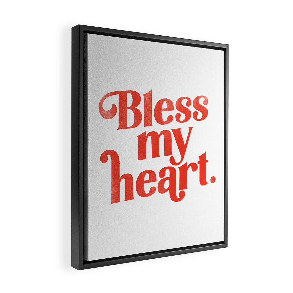 "Bless My Heart" Funny & Cute Red Typography Design Framed Canvas Print Gallery Image 2