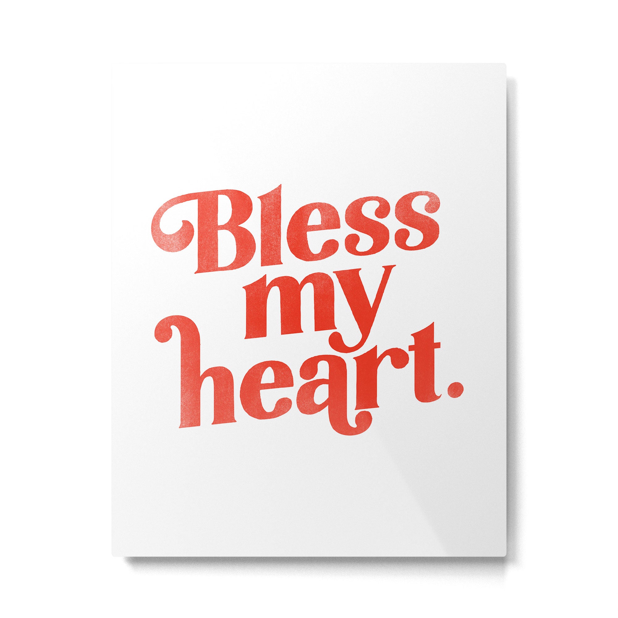 "Bless My Heart" Funny & Cute Red Typography Design Metal Print Gallery Image 4