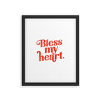"Bless My Heart" Funny & Cute Red Typography Design Framed Art Print Gallery Image 5