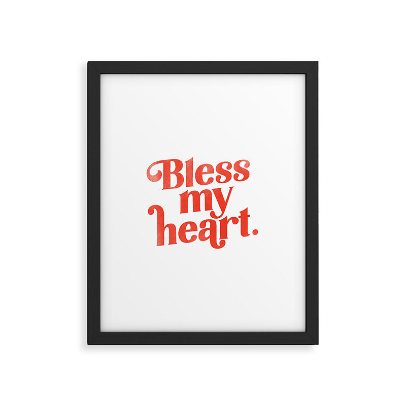 "Bless My Heart" Funny & Cute Red Typography Design Framed Art Print Gallery Image 5