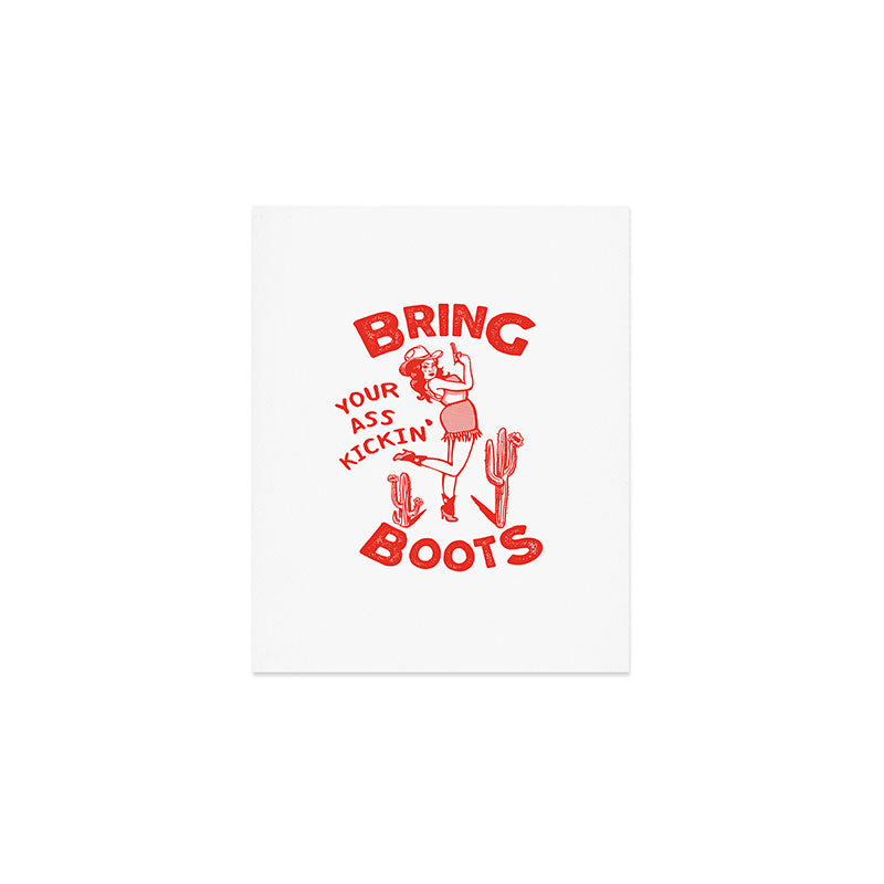 Bring Your Ass Kicking Boots! Cute & Cool Retro Cowgirl Design Art Print Gallery Image 1