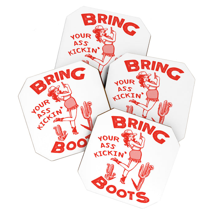 Bring Your Ass Kicking Boots! Cute & Cool Retro Cowgirl Design Coaster Gallery Image 1