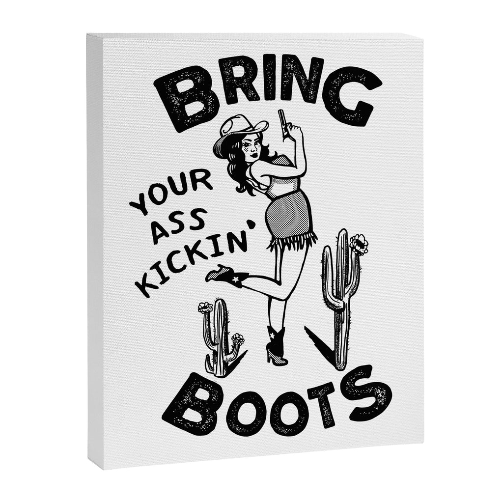 Bring Your Ass Kicking Boots! Cool Retro Cowgirl Gift Idea For Women Canvas Print Gallery Image 6