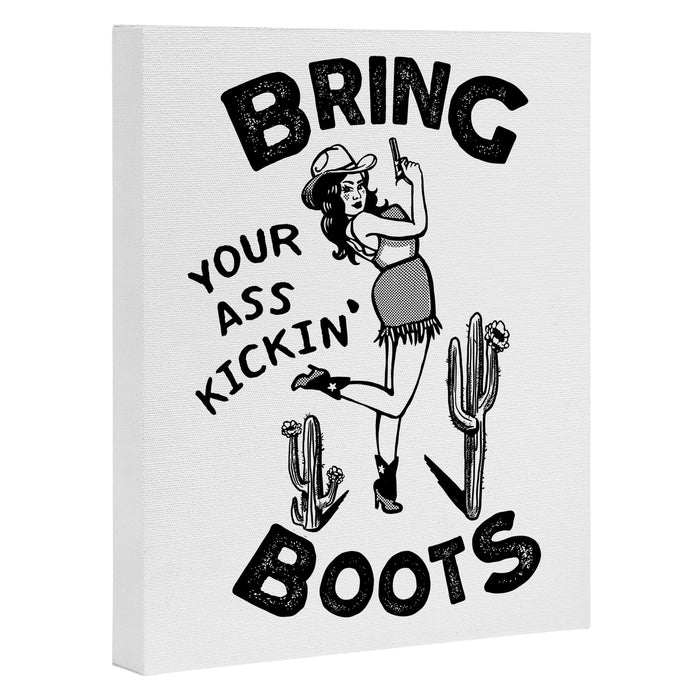 Bring Your Ass Kicking Boots! Cool Retro Cowgirl Gift Idea For Women Canvas Print Gallery Image 1