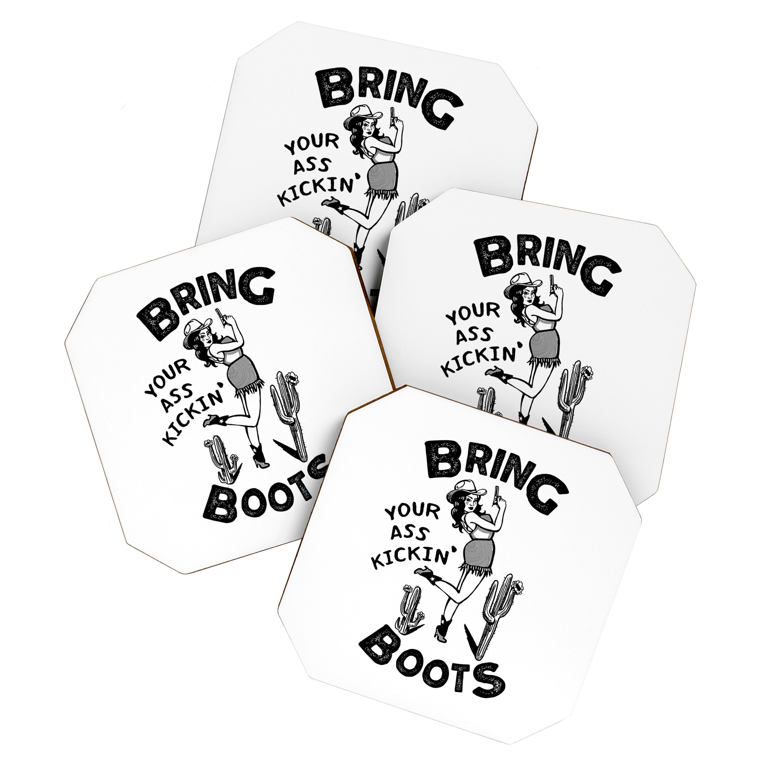 Bring Your Ass Kicking Boots! Cool Retro Cowgirl Gift Idea For Women Coaster Gallery Image 1