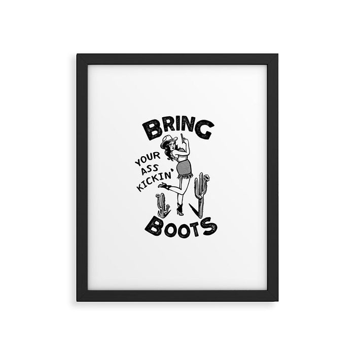 Bring Your Ass Kicking Boots! Cool Retro Cowgirl Gift Idea For Women Framed Art Print Gallery Image 1