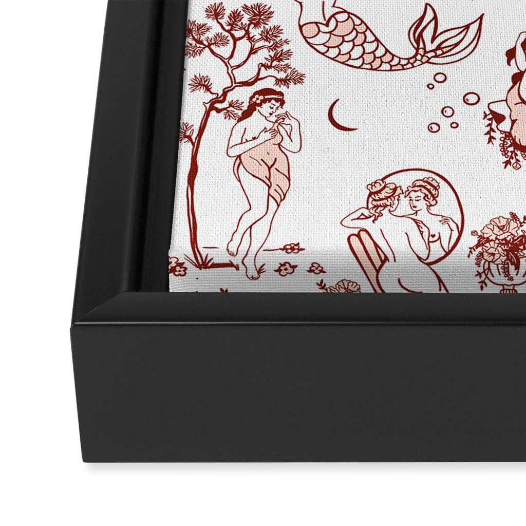 Zodiac Sign Astrology Toile Pattern Framed Canvas Print Gallery Image 3