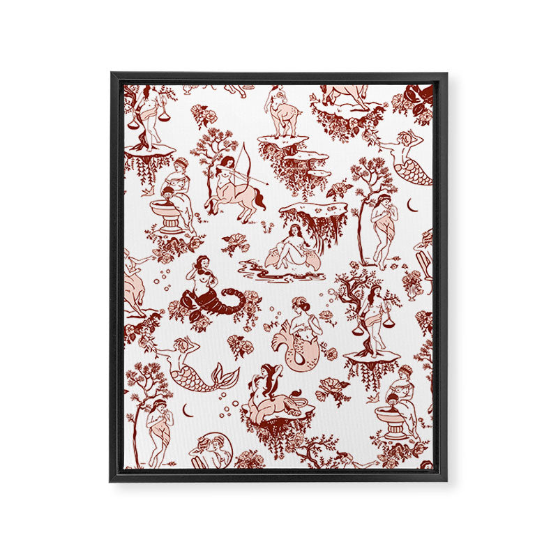 Zodiac Sign Astrology Toile Pattern Framed Canvas Print Gallery Image 8