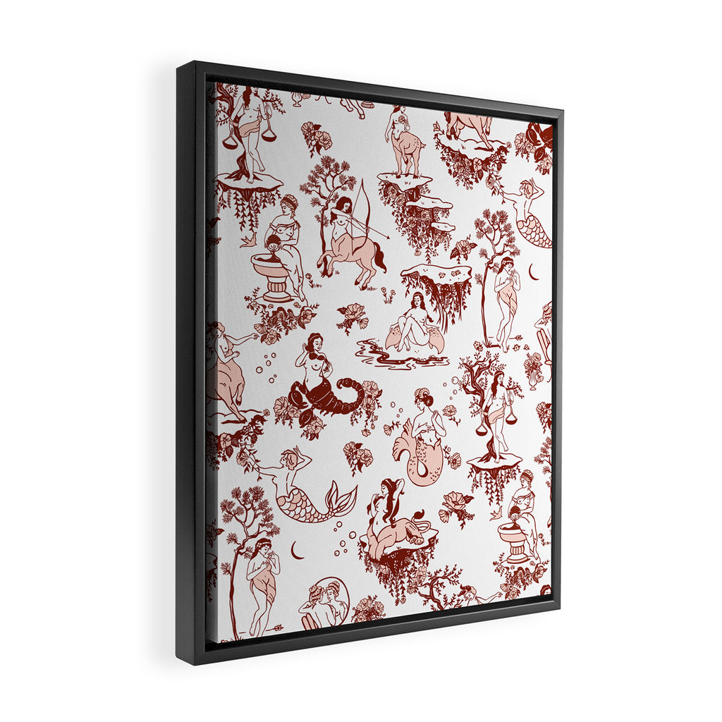 Zodiac Sign Astrology Toile Pattern Framed Canvas Print Gallery Image 2