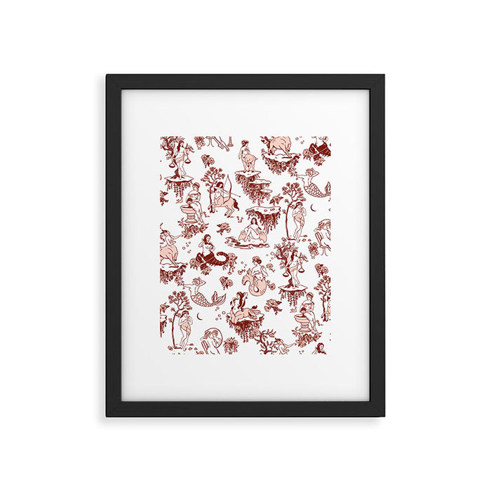 Zodiac Sign Astrology Toile Pattern Framed Art Print Gallery Image 1